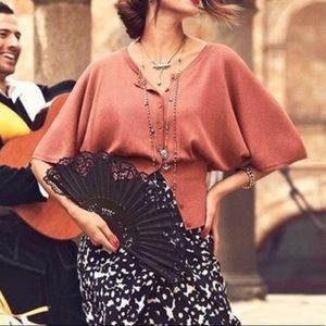 CAbi Pink Kimono Button Front Cardigan Sweater S